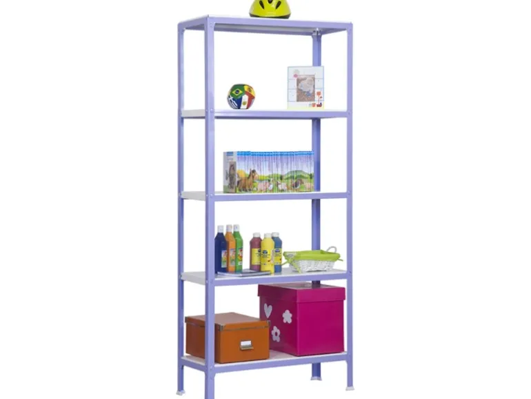 PROREGAL Wohnregal Living Koala Metal mit 5 Fachböden HxBxT 180 x 100 x 30 cm Fachlast 150 kg Lila/Weiß