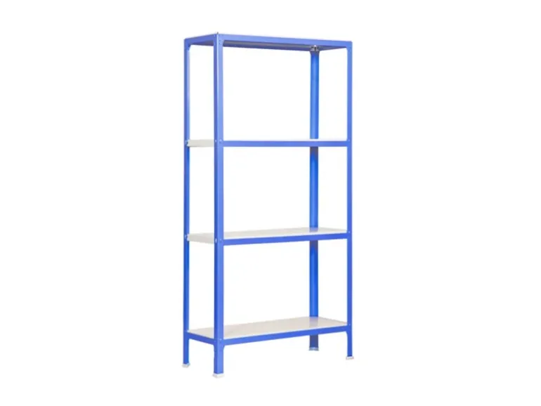 PROREGAL Wohnregal Living Koala Metal mit 4 Fachböden HxBxT 160 x 100 x 30 cm Fachlast 150 kg Blau/Weiß