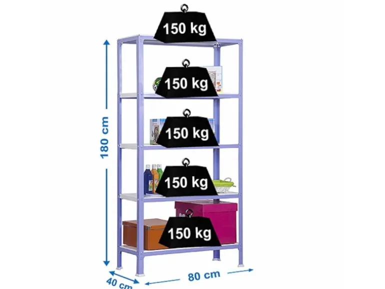 PROREGAL Wohnregal Living Koala Metal mit 5 Fachböden HxBxT 180 x 80 x 40 cm Fachlast 150 kg Lila/Weiß