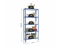 PROREGAL Wohnregal Living Koala Wood mit 5 Fachböden HxBxT 180 x 80 x 30 cm Fachlast 150 kg Blau/Weiß