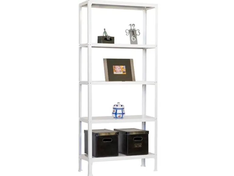 PROREGAL Wohnregal Living Koala Metal mit 5 Fachböden HxBxT 180 x 100 x 30 cm Fachlast 150 kg Weiß/Weiß