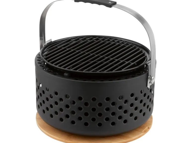 Raucharmer Holzkohlegrill Ø 37,3 x 37 cm inkl. Bambus-Schneidebrett