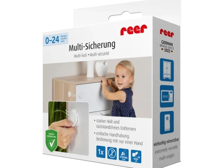 Reer Multi-Sicherung für kindersicheres Verschließen von Schränken - Weiß