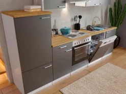 Respekta Economy Küchenzeile KB280WG 280 cm Grau-Weiß