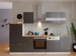 Respekta Economy Küchenzeile KB280WG 280 cm Grau-Weiß