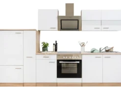 Respekta Economy Küchenzeile KB300ESWSC 300 cm Weiß-Eiche Sägerau