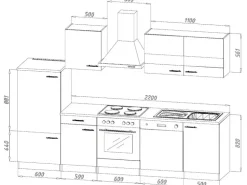 Respekta Economy Küchenzeile KB280ESWSC 280 cm Weiß-Eiche Sägerau