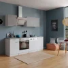 Respekta Economy Küchenzeile KB210WWBSC 210 cm Weiß-Beton Optik