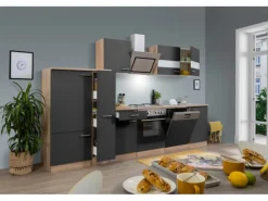 Respekta Economy Küchenzeile KB310ESGS 310 cm Grau-Eiche Sägerau