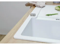 Respekta Einbauspüle Massivgranit Austin 100 cm x 50 cm Weiß
