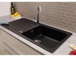 Respekta Einbauspüle Massivgranit Austin 100 cm x 50 cm Schwarz