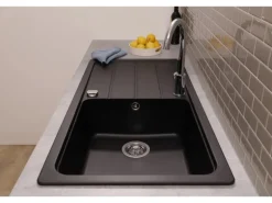 Respekta Einbauspüle Massivgranit Austin 100 cm x 50 cm Schwarz
