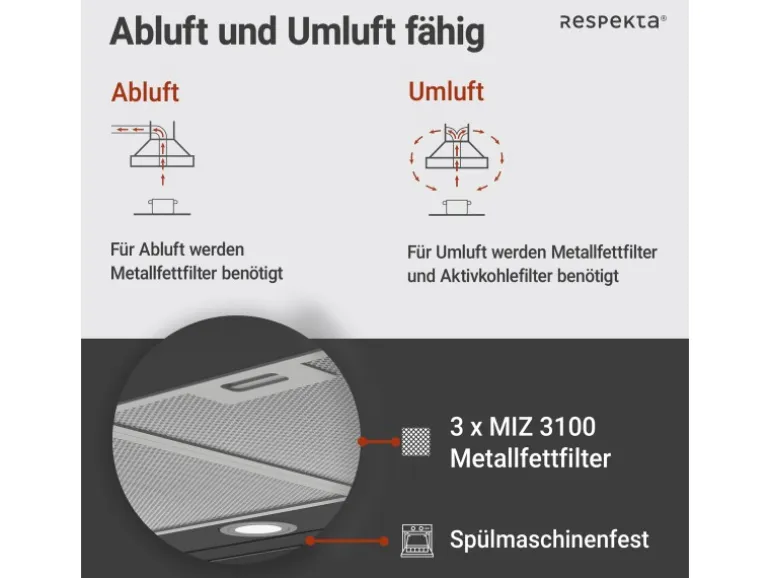 Respekta Inselhaube Cara mit Glasfront 65 cm x 89,5 cm x 60 cm Schwarz