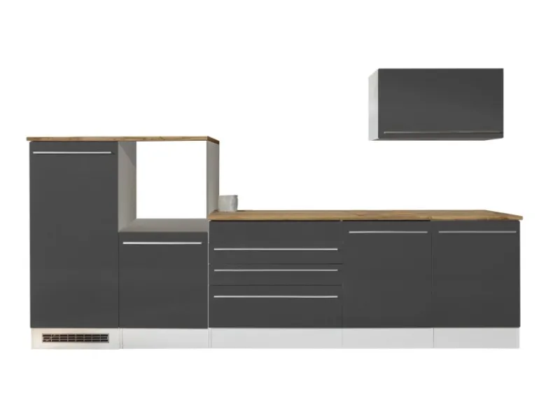 Respekta Küchenblock Gabriel LBBERP320HWGC ohne E-Geräte 320 cm Grau Hochglanz