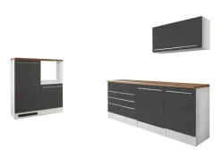 Respekta Küchenblock Gabriel LBBERP320HWGC ohne E-Geräte 320 cm Grau Hochglanz
