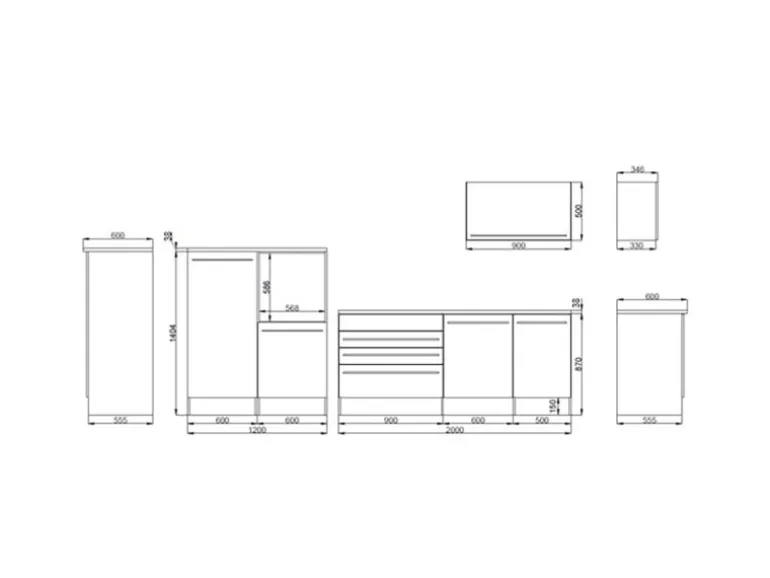Respekta Küchenblock Gabriel LBBERP320HWGC ohne E-Geräte 320 cm Grau Hochglanz