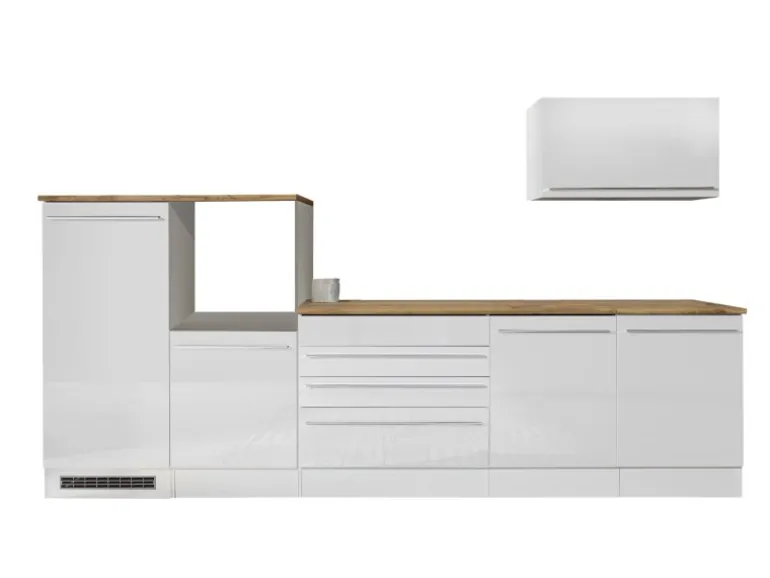Respekta Küchenblock Gabriel LBBERP320HWWC ohne E-Geräte 320 cm Weiß Hochglanz