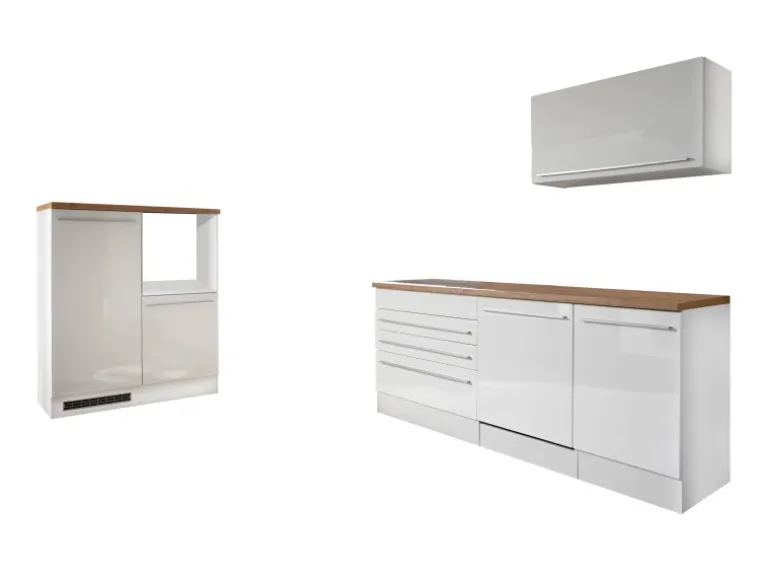 Respekta Küchenblock Gabriel LBBERP320HWWC ohne E-Geräte 320 cm Weiß Hochglanz