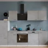 Respekta Küchenblock Malia mit E-Geräten 280 cm Beton Fronten