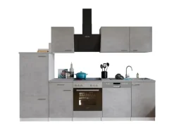 Respekta Küchenblock Malia mit E-Geräten 280 cm Beton Fronten