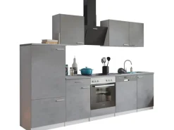 Respekta Küchenblock Malia mit E-Geräten 280 cm Beton Fronten