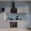 Respekta Küchenblock Malia mit E-Geräten 270 cm Beton Fronten