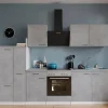 Respekta Küchenblock Malia mit E-Geräten 300 cm Beton Fronten