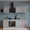 Respekta Küchenblock Malia mit E-Geräten 210 cm Beton Fronten
