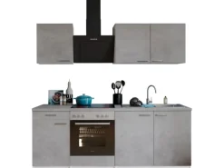 Respekta Küchenblock Malia mit E-Geräten 210 cm Beton Fronten
