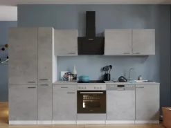 Respekta Küchenblock Malia 310 cm Beton Fronten inkl. Kühl-/ Gefrierkombination