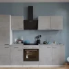 Respekta Küchenblock Malia 270 cm Beton Fronten inkl. Kühl-/ Gefrierkombination