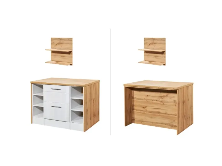 Respekta Kücheninsel Anton 124 cm ohne E-Geräte Lärche Weiß