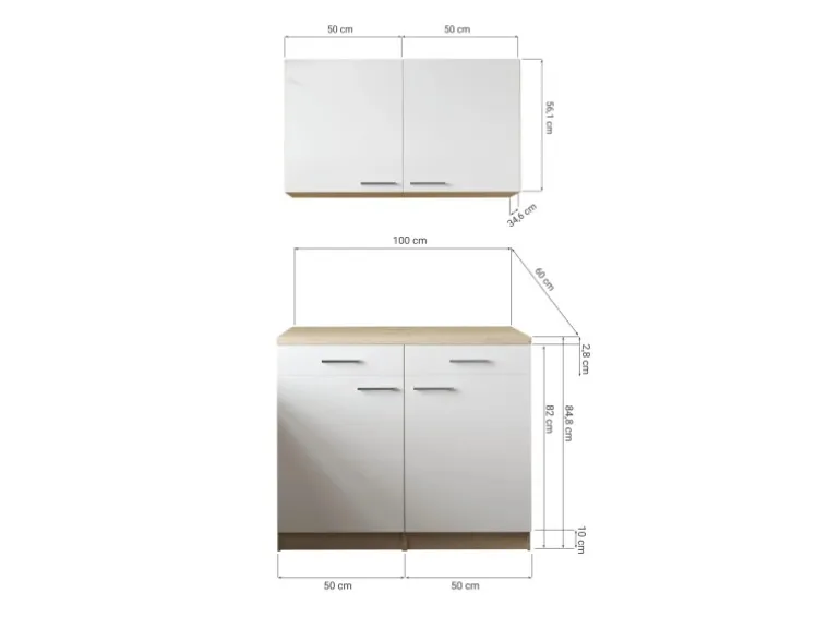 Respekta Küchenmöbel-Set 10 Merle 100 cm Grau