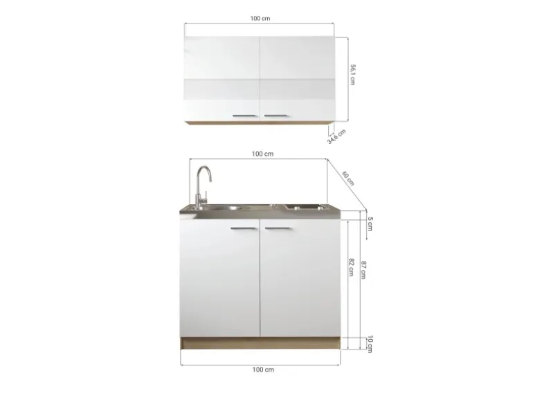 Respekta Küchenmöbel-Set 3 Merle 100 cm Schwarz