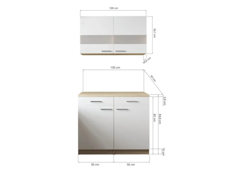 Respekta Küchenmöbel-Set 9 Merle 100 cm Grau