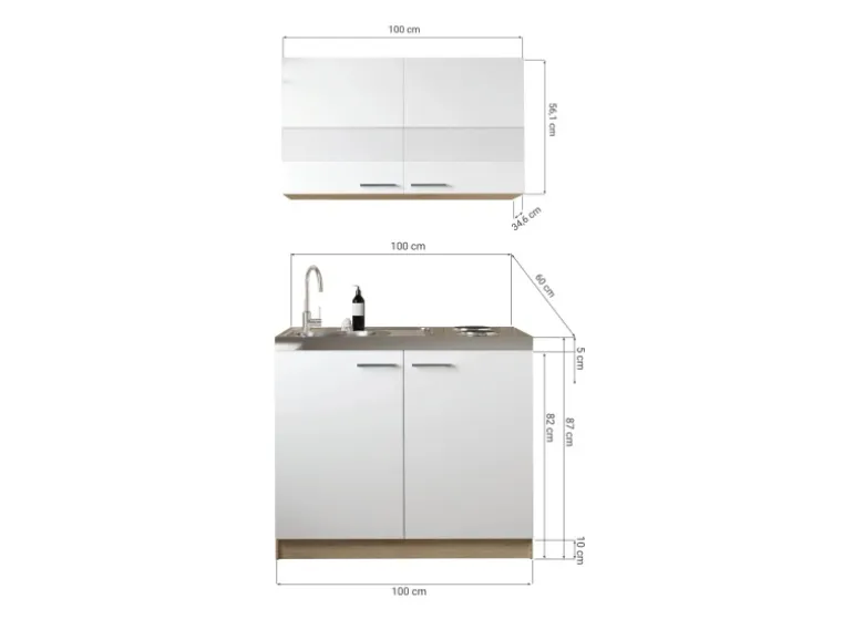 Respekta Küchenmöbel-Set 5 Merle 100 cm Schwarz