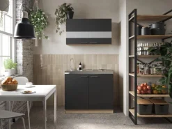 Respekta Küchenmöbel-Set 5 Merle 100 cm Schwarz
