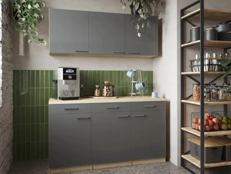 Respekta Küchenmöbel-Set 12 Merle 150 cm Grau