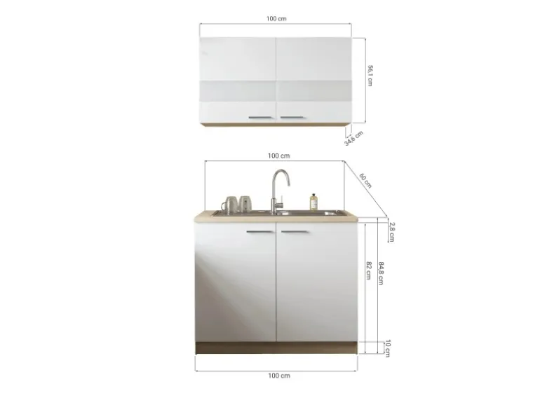 Respekta Küchenmöbel-Set 1 Merle 100 cm Weiß