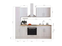 Respekta Küchenzeile Anton LBBERP240LHWC ohne E-Geräte 240 cm Lärche Weiß