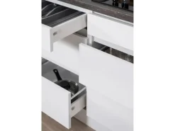 Respekta Küchenzeile GLRP380HWS Grifflos 380 cm Schwarz Hochglanz-Weiß