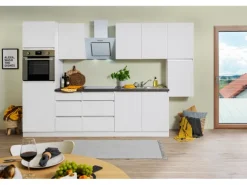 Respekta Küchenzeile GLRP320HWWM Grifflos 320 cm Weiß matt