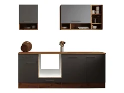 Respekta Küchenzeile Hilde LBBEKB220EGC ohne E-Geräte 220 cm Grau
