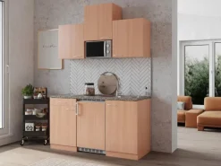 Respekta Küchenzeile KB150BBMIC 150 cm Buche
