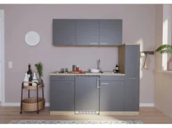 Respekta Küchenzeile KB180ESG 180 cm Grau-Eiche Sonoma Sägerau Nachbildung