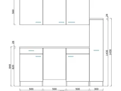 Respekta Küchenzeile KB180ESG 180 cm Grau-Eiche Sonoma Sägerau Nachbildung