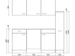 Respekta Küchenzeile KB180ESRMI 180 cm Rot-Eiche Sägeräu Nachbildung