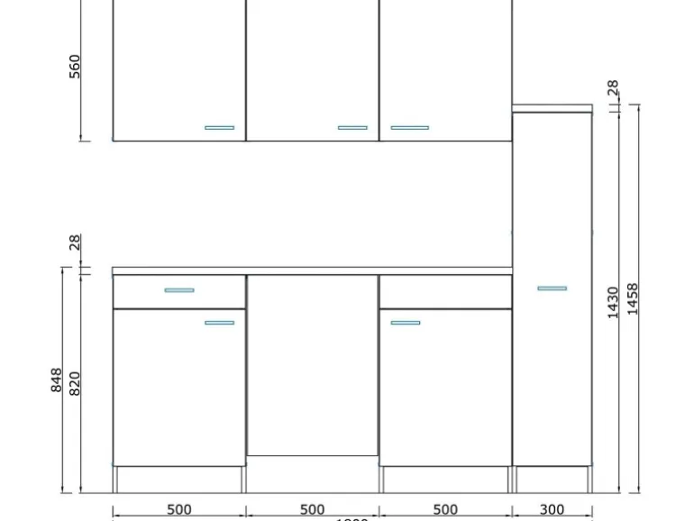 Respekta Küchenzeile KB180ESRMI 180 cm Rot-Eiche Sägeräu Nachbildung