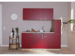 Respekta Küchenzeile KB180ESR 180 cm Rot-Eiche Sonoma Sägerau Nachbildung