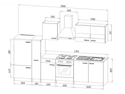 Respekta Küchenzeile KB300ESSC 300 cm Schwarz-Eiche Sägerau Nachbildung